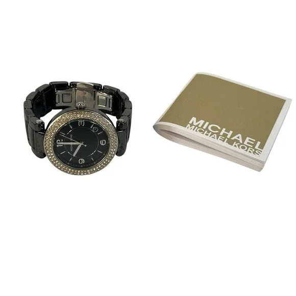 y2k vtg lot of 2 Michael Kors Ceramic Watch crystal bezel mother of pearl‎ - Picture 6 of 16